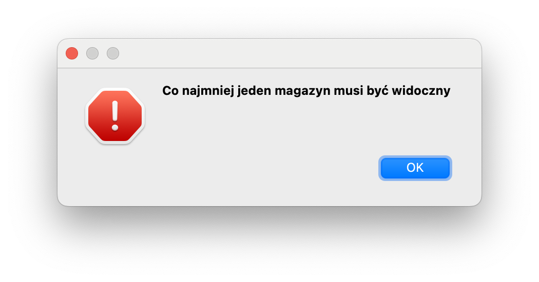 Błąd widoczności magazynu